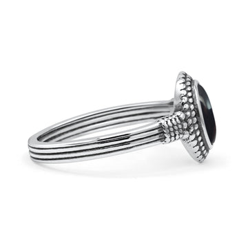 New Design Oxidized Statement Fashion Oval Thumb Ring Simulated Black Onyx Solid 925 Sterling Silver